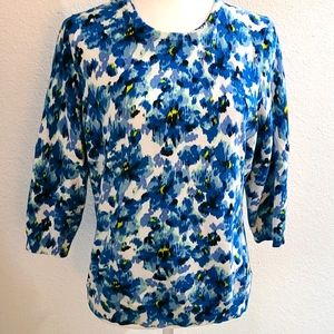 Lands End Watercolor Floral Summer Sweater